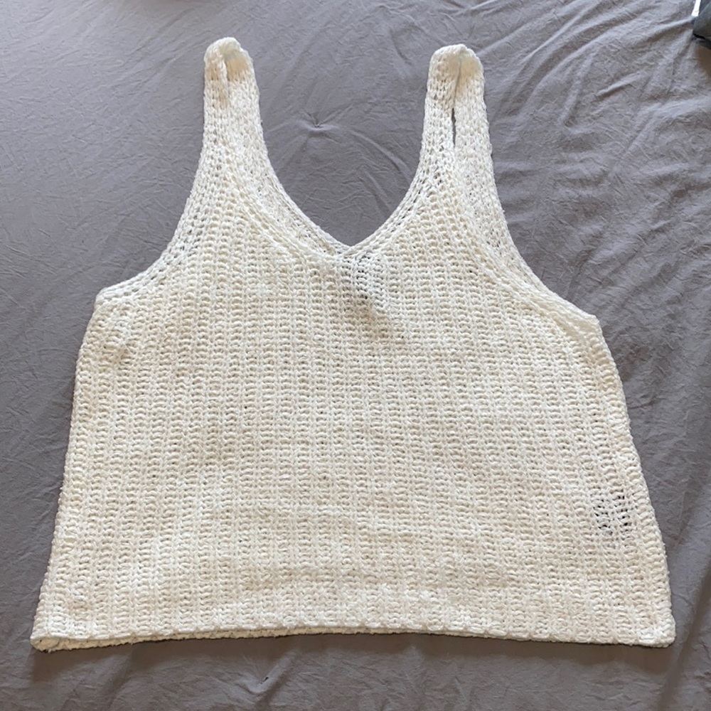 Mood & Madison knit tank, small, cream